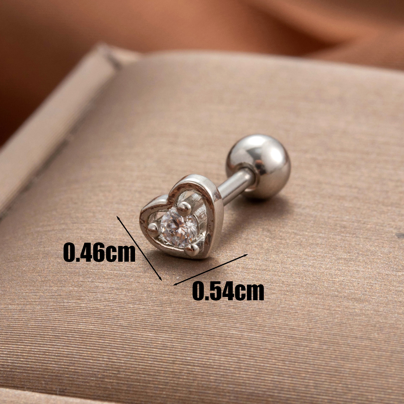 1 Piece Simple Series Classic Heart Titanium Steel  18K Gold Color Plated Material Zircon Women's Stud Earrings h5 